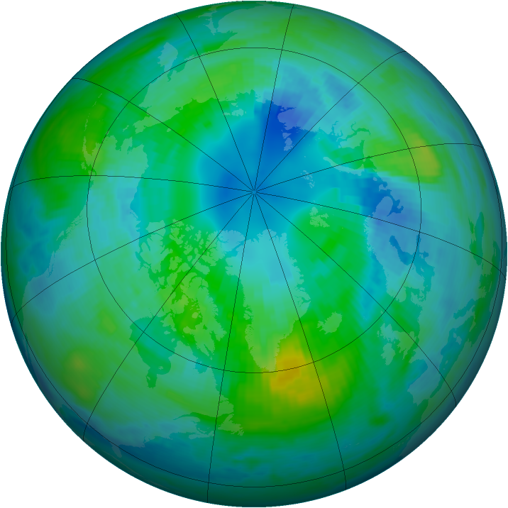 Arctic ozone map for 13 October 1986